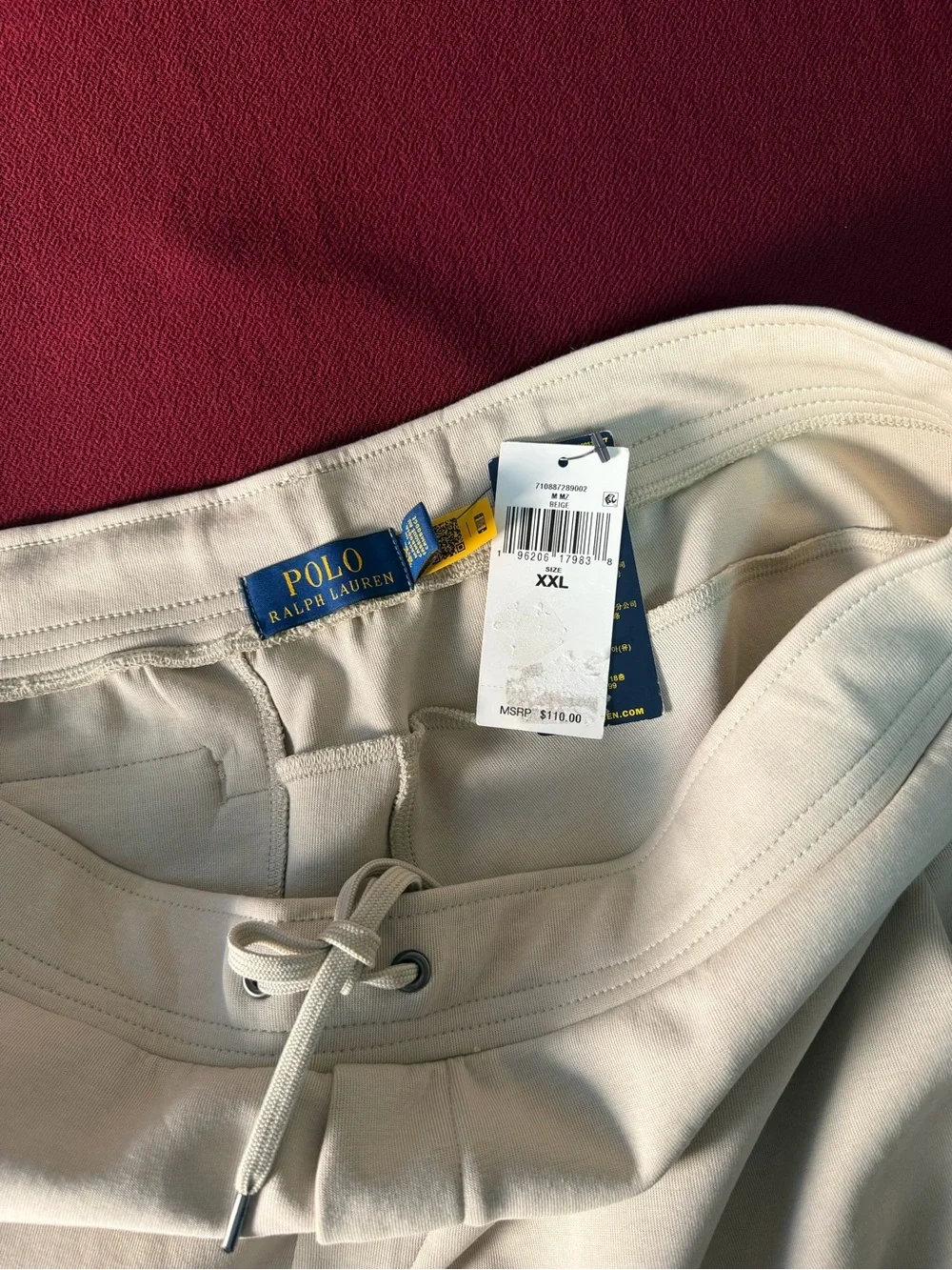 Polo by Ralph Lauren Cream Cargo Cotton Drawstring Mens Shorts